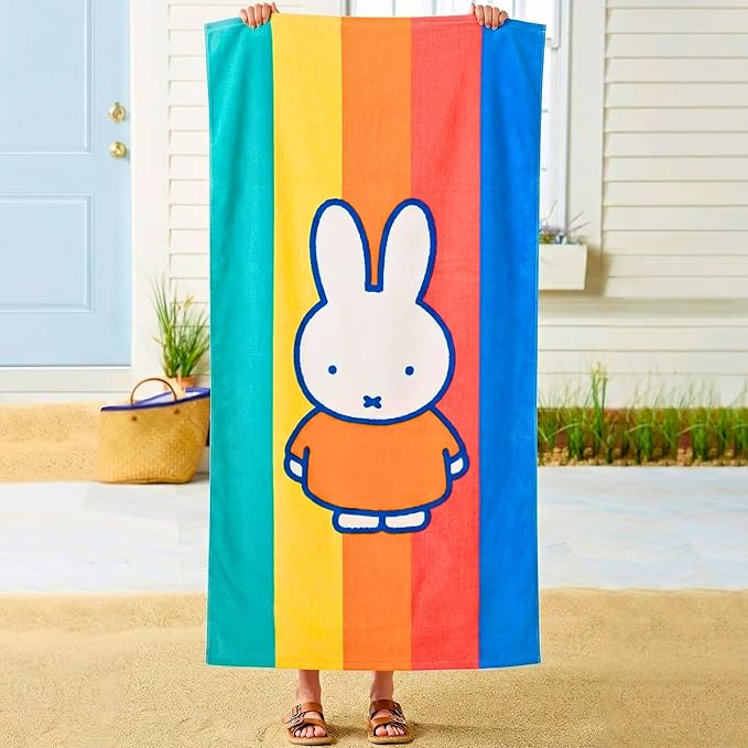 Miffy Kids Cotton Beach Towel, 58 x 28 Inch, Soft & Absorbent Pool, Bath & Beach Towel (Officially Licensed Product) by Franco