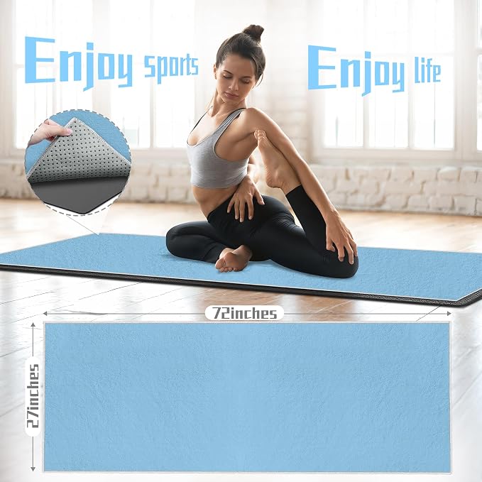 Yoga Towel,Ultra-Absorbent Yoga Mat Towel for Hot Yoga Towel Non Slip,Featuring Ultra-Stylish Prints,Ideal for Workouts,Hot Yoga, Bikram,Pilates Equipment,72 x 27 in, Blue