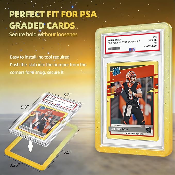 NAKIS Slab Guard for PSA Graded Cards, 1 Pack TPU Slab Protector Graded Bumper Guard for PSA Graded Card Only, Gradient Color Glitter Limited Edition, COLOR7
