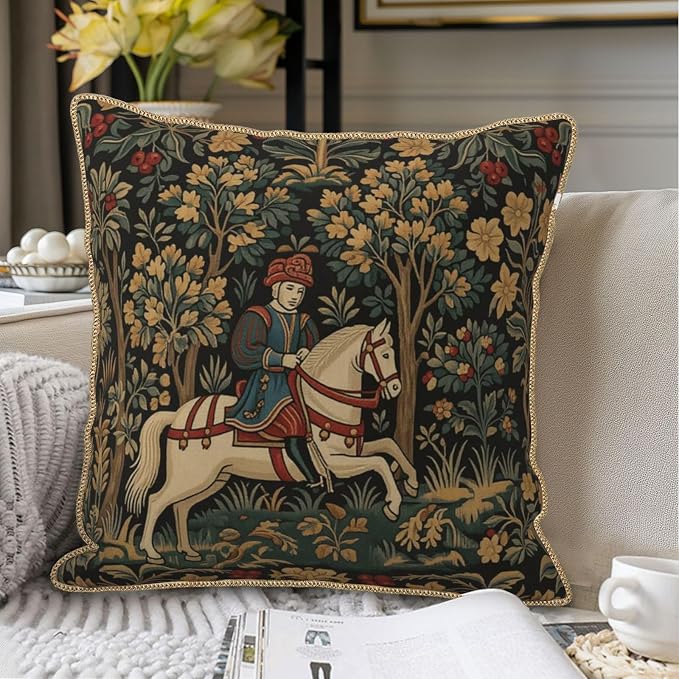 Vintage Tapestry Horse Velvet Pillow Covers 20x20 Inch Boho Retro Abstract Forest Throw Pillows for Couch Cushion Covers Pillowcase Boho Animal Farmhouse Pillow Cases for Sofa Bed Bedroom