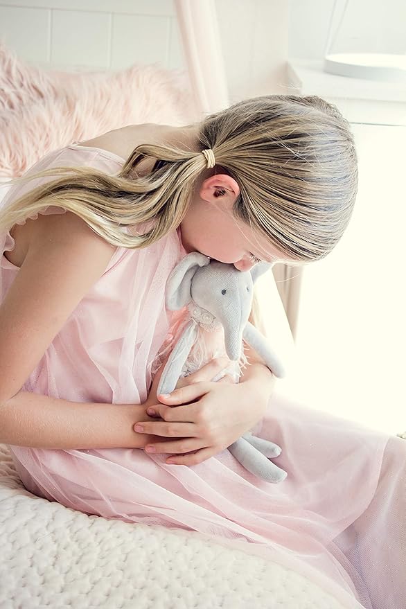 Daisy The Elephant Premium Quality Floppy Elephant Plush Doll Gift with Delicate Pink & Lace Tutu | Elegant Feather & Pearl Details | Playable Toy with Movable Legs & Huggable Arms