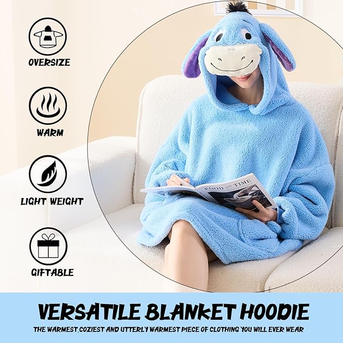 NEWCOSPLAY Wearable Blanket Hoodie Sherpa Hoodie Blanket for Women Men Warm Oversized Sweatshirt with Pockets