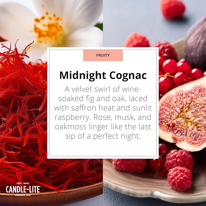 Candle-lite Rugged & Refined Scented Candle for Men, Midnight Cognac, 9 oz Tin, Poured in The USA, Masculine Fragrance, 1-Wick, 58 Hours of Burn Time, Ideal Gift for Man in Your Life & Father's Day