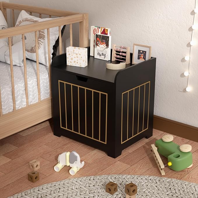 Aenuert Storage Chests, Small Cube Organizer Box,Wooden Entryway Storage (Black, Without Handles)