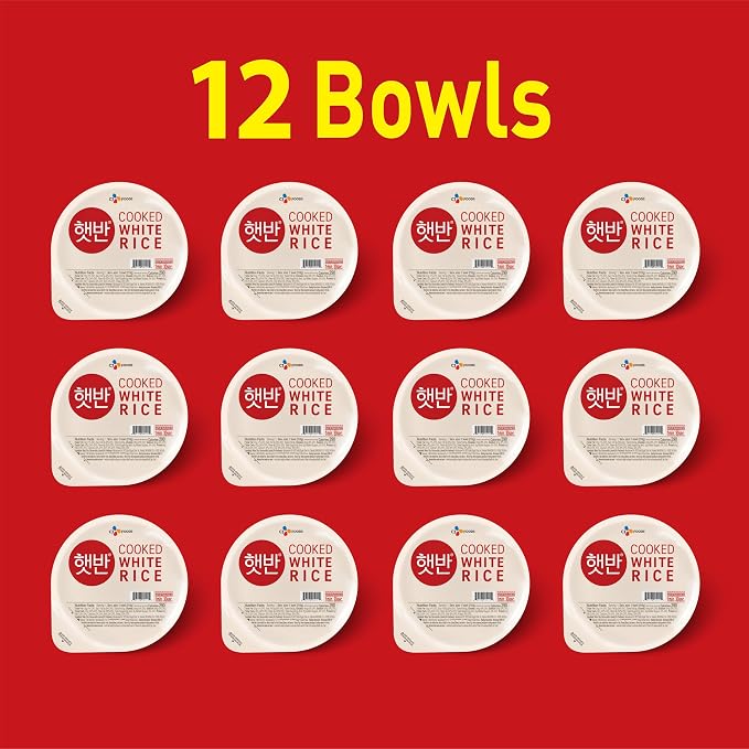 CJ Rice Cooked White Hetbahn, Gluten-Free & Vegan, Instant & Microwaveable, 7.4 Oz, 12 Count