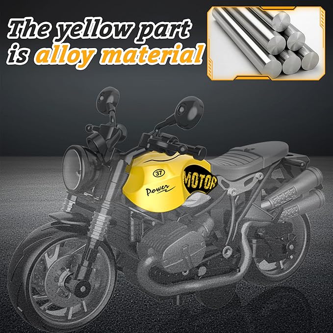 4-Pack Pull-Back Motorcycle Toys - Friction Powered Kids Toy Cars with Lights, Sounds & Automatic Drive for Boys & Girls Aged 3-12