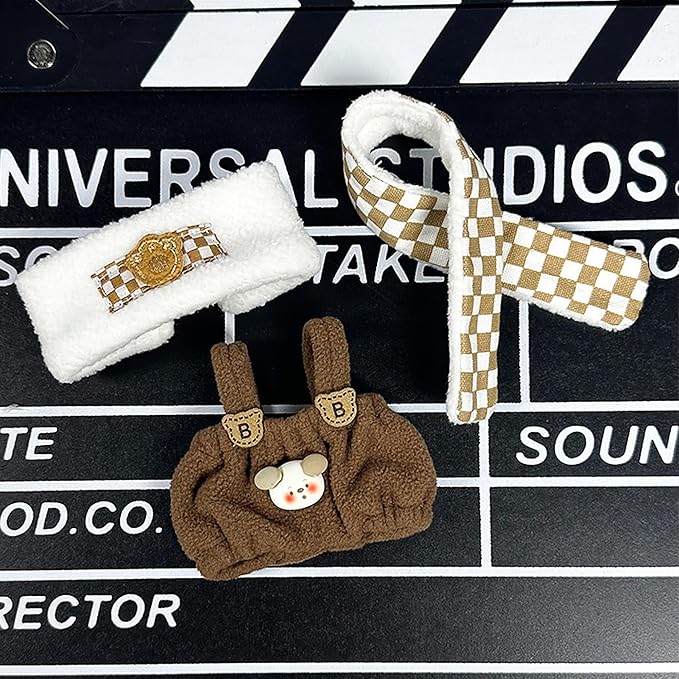 Doll Cloth Set for 17cm Dolls,Stylish Outfit Brown Grid Designer,Cute Cloth for Dress up Unique Style (Doll Not Included)