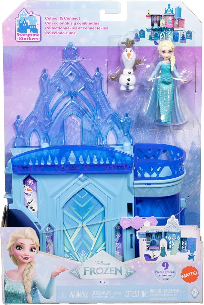 Mattel Disney Princess Toys, Storytime Stackers Elsa Ice Palace, Stackable Castle Doll House with Small Doll & 8 Pieces, Inspired by The Disney Frozen Movies