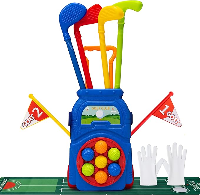 Toddler Golf Set - Kids Golf Clubs, Toddler Toys (Includes Original Kid Golfer Cart & Gloves, 7 Balls and 4 Sticks) Sports & Outdoor Play Toys, Outdoor Toys