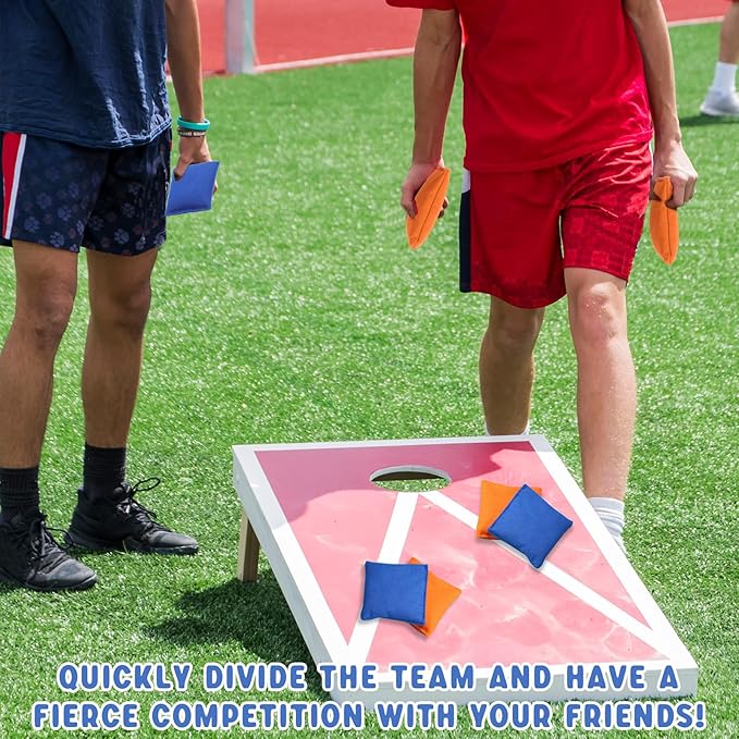 Sotiff 24 Pcs Bean Bags Mini Nylon Cornhole Bean Bags for Kids Tossing Fun Sports Outdoor Family Games Carnival Toy Patriotic Small Beanbag Hand Toss Party Game Supplies for Kid Adult (Blue, Orange)