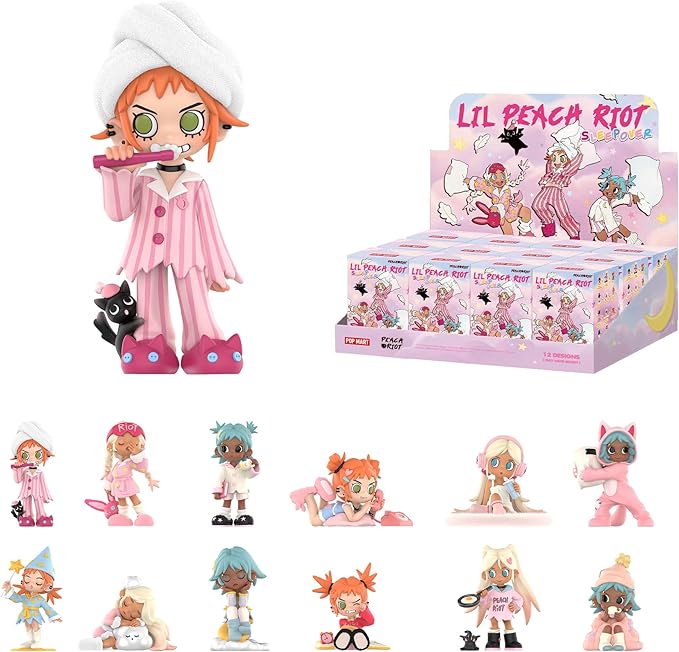 POP MART Lil Peach Riot Sleepover Series Blind Box Figures, Random Design Action Figures Collectible Toys Home Decorations, Holiday Birthday Gifts for Girls and Boys, Whole Set