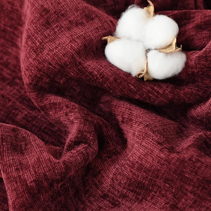 CaliTime Decorative Standard Throw Pillow Covers 26 X 20 Inches Burgundy | Pack of 2, Cozy Chenille Cushion Cases for Sofa Bed Living Room Farmhouse Home