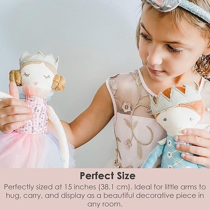 MON AMI Magali Rainbow Princess – 15”, Soft & Elegant Stuffed Plush Princess Doll for Kids of All Ages, Use as Toy or Room Décor