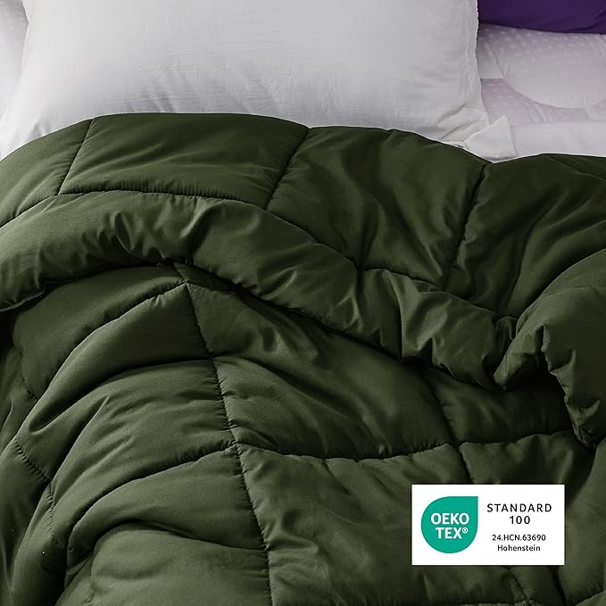 Bedsure Comforter Duvet Insert - Quilted Comforters Twin Size, All Season Duvet, Down Alternative Bedding, with 8 Tabs, Gifts for Women/Men, Olive Green, Twin 88 x 68 Inches
