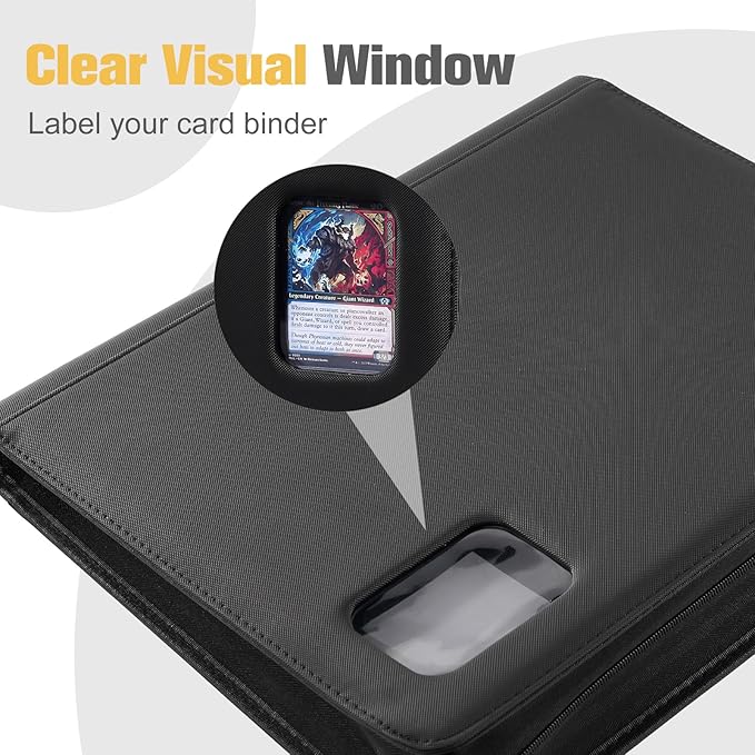 ProCase Top Loader Binder, 9 Pocket Holds 324 Toploaders, Waterproof PU Leather with Non-PVC Pockets for Trading Cards or Sports Cards, Compatible with TCG, MTG in 3"x4" Toploader -Black