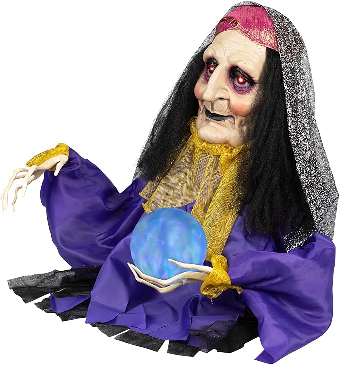 Northlight Animated Fortune Teller Halloween Decoration, 20", Green