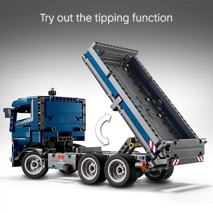 LEGO Technic Tipping Dump Truck Toy - Construction Truck Building Toy for Kids, Boys and Girls, Ages 9+ - Gift for Birthdays - W/Realistic Features - 42203