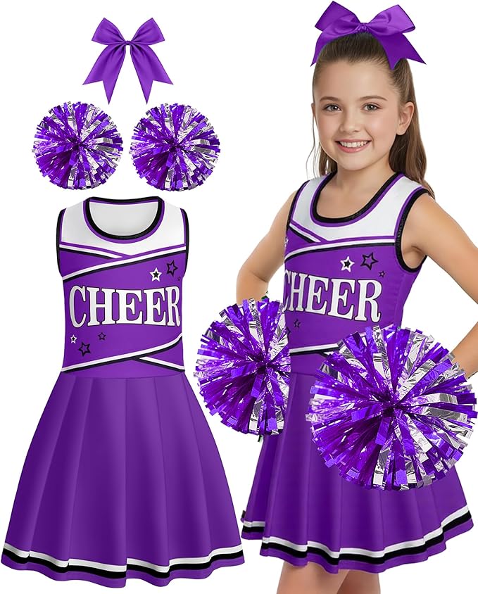 JenPen Cheerleader Costume Set Cheerleading Outfit Cheer Uniform Dress Cosplay for Halloween Party Gifts 3-9 Years