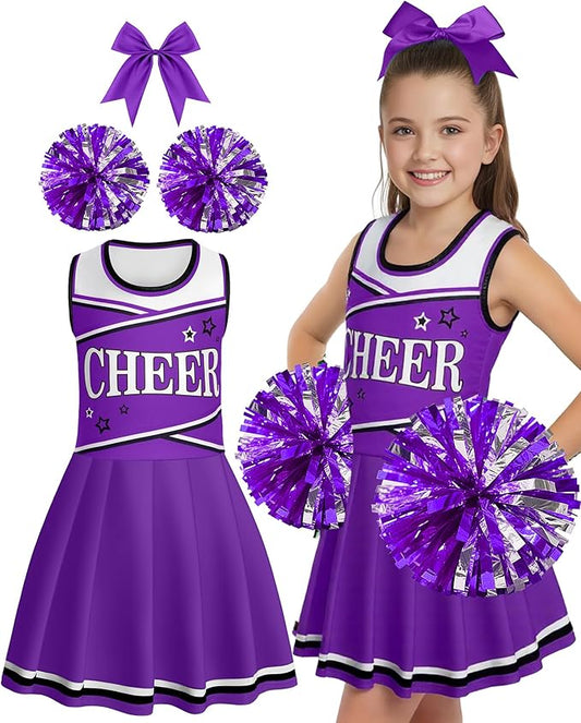JenPen Cheerleader Costume Set Cheerleading Outfit Cheer Uniform Dress Cosplay for Halloween Party Gifts 3-9 Years