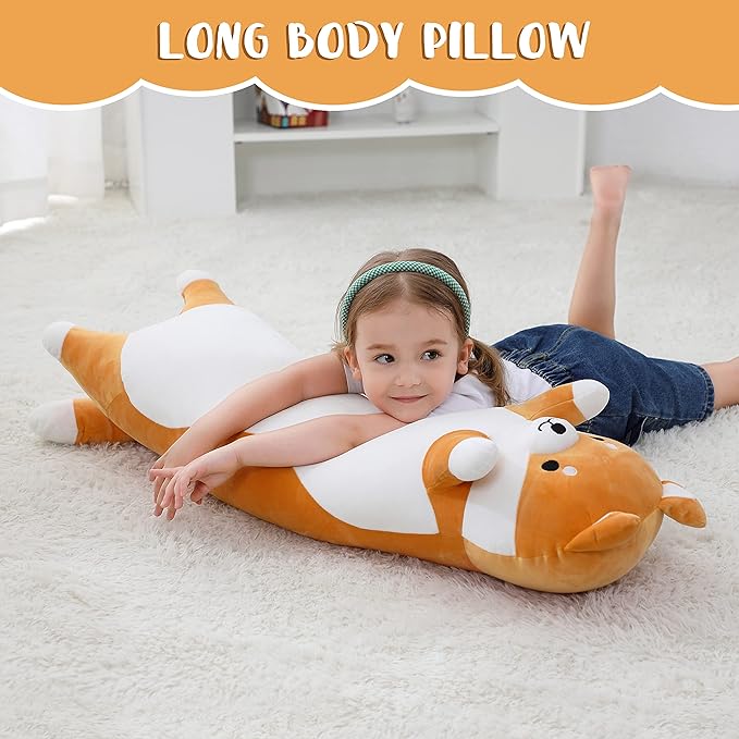 36 Inch Shiba Inu Dog Stuffed Animal, Big Akita Dog Plush Toy, Long Corgi Body Pillow for Bed Decor, Cute Plushies Birthday Gift for Thanksgiving, Birthday, Christmas