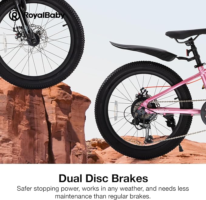 RoyalBaby Kids Mountain Bike for Boys and Girls, Ultra-Light Aluminum 20-26 Inch Wheel Bicycle for 6-14 Years Old Children, 7/21-Speeds Drivetrain