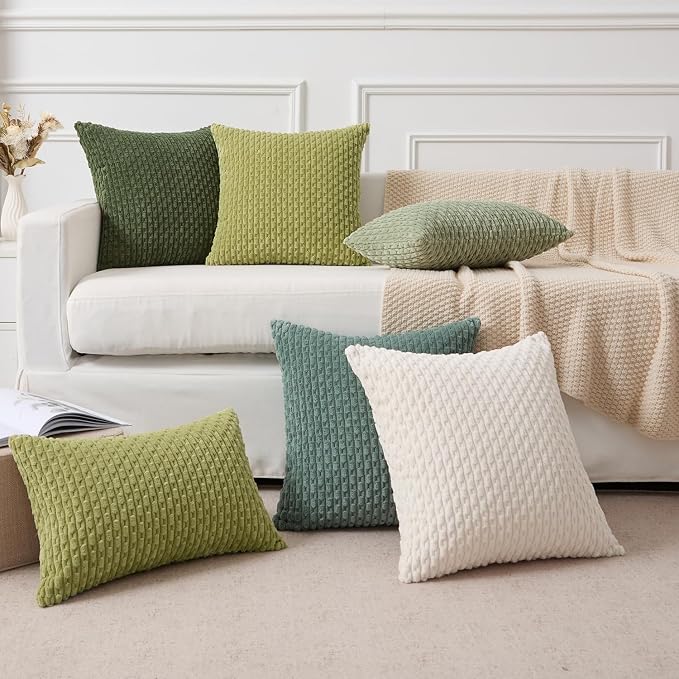 Kevin Textile Soft Corduroy 14"x20" Lumbar Pillow Cover 1 Pack, Teal Green | Boho Stripe Plush Corduroy Decorative Oblong Cushion Cover Modern Farmhouse Home Decor for Sofa Couch Bed Chair