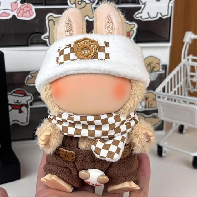 Clothes Fit for 17CM Doll, Fashion Doll Clothes Outfit Set Cute Theme Designer Toys Dress Accessories for Collector Fans Display (Green Checked)