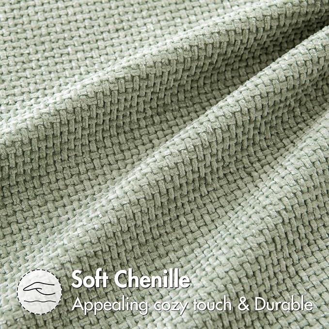MIULEE Decorative Couch Throw Pillow Covers 18x18 Inch Light Green 2 Pack | Modern Boho Accent, Soft Chenille Pillow Covers, Farmhouse Cushion Cases for Home Decor Bed Sofa Living Room