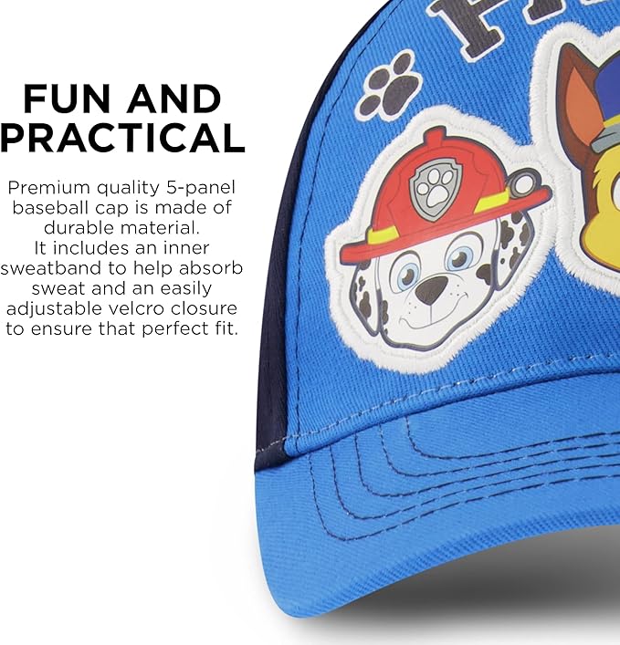 Nickelodeon Boys Baseball Cap, Paw Patrol Marshall Adjustable Toddler Hat, Ages 2-4 Or Boy Hats for Kids Ages 4-7