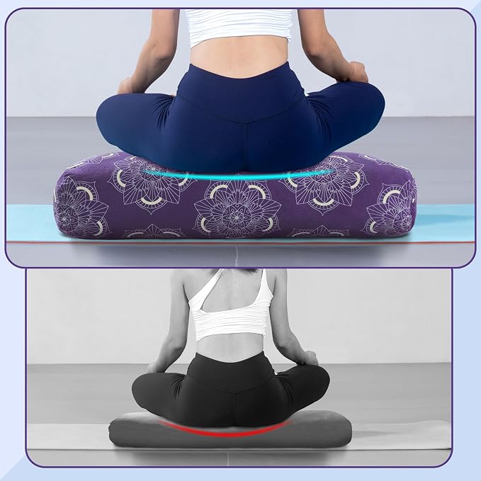 MABOZOO Yoga Bolster Pillow, Rectangular Yoga Bolster for Restorative & Meditation, Professional Meditation Cushion with Carry Handle