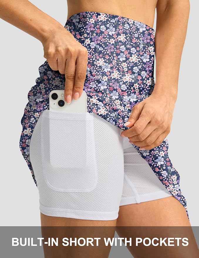 G Gradual 19" Skorts for Woman with Pockets High Waist Golf Skirt | Lightweight, Stretchy, Breathable, Tummy Control, Built-in Shorts, Athletic, Tennis, Pickleball, Casual Summer