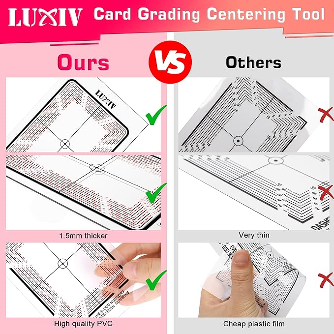 Luxiv Card Grading Centering Tool Kit, Card Center Tool with 30X Magnifying Implement, 2 Pcs Clean Cloth, Centering Guide Center Equipment (Rounded Corner)