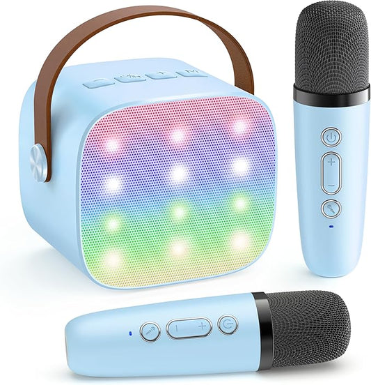Karaoke Machine for Kids, Portable Mini Speaker with 2 Wireless Microphones, 2026 Top Birthday Toys Gifts for Boys Girls 3, 4, 5, 6, 7, 8, 9, 10, 11, 12+ Years Old Grandkids Family Party (Blue)