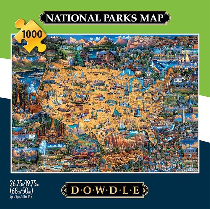 Buffalo Games - Dowdle - National Parks Map - 1000 Piece Jigsaw Puzzle for Adults -Challenging Puzzle Perfect for Game Nights - Finished Size is 26.75 x 19.75