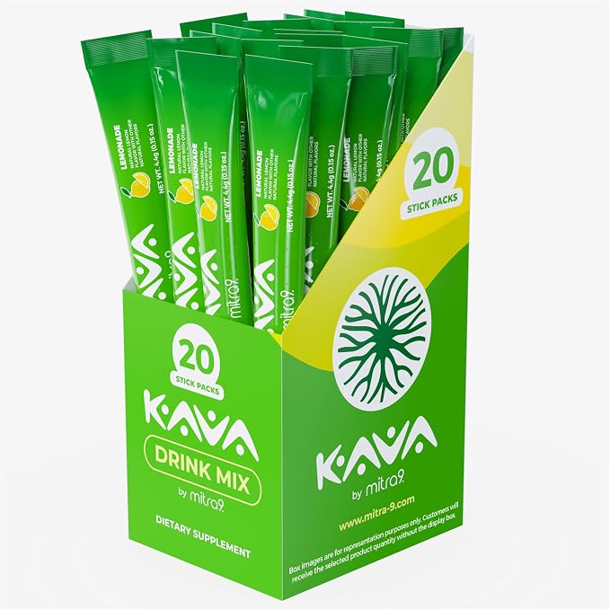 Mitra9 Kava Drink Mix | Lemonade | 30 Stick Packs | Kava Root Extract Powder for Relaxation & Stress Relief | Non-Alcoholic, Zero Calorie | Single-Serve Packets