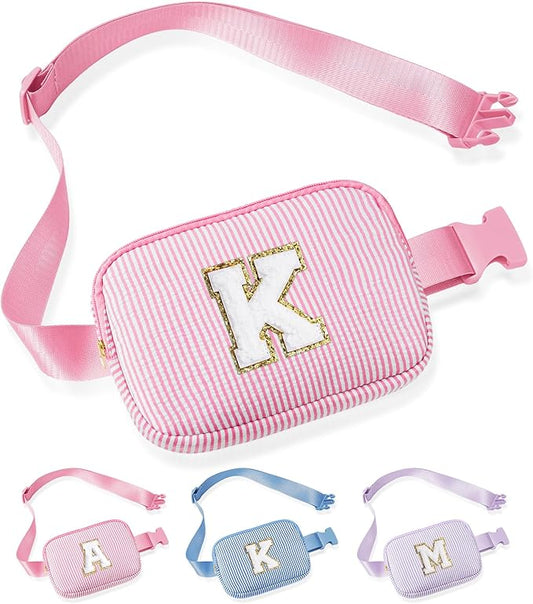 YOOLIFE Initial Crossbody Bag Belt Bag | Fanny Pack Valentines Gifts for Daughter Sister Friends | Gifts for Girls | Personalized Gift for Women | Belt Bag Fanny Pack Pink K