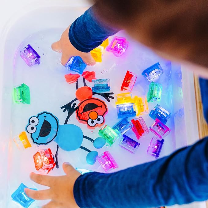 Glo Pals x Sesame Street Water-Activated Light-Up Cubes for Sensory Play (Cookie Monster - Cubes Only)