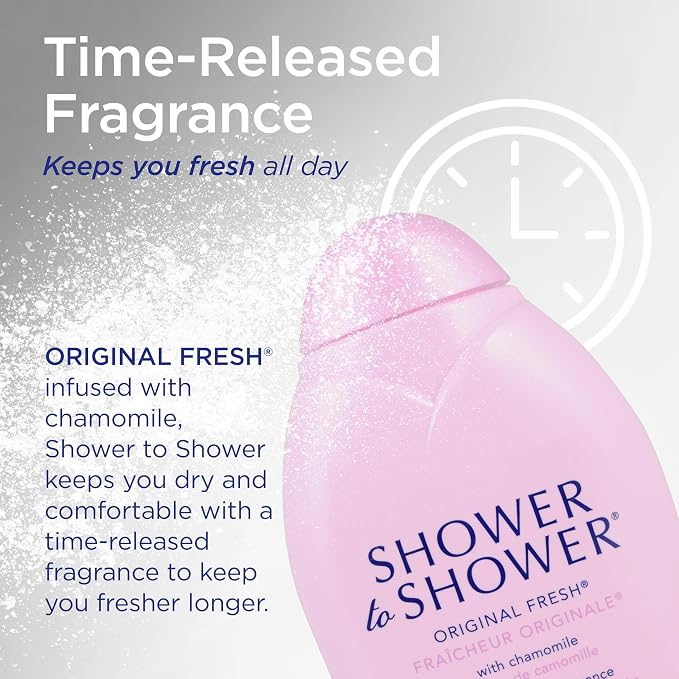 Shower to Shower Original Fresh Body Powder with Chamomile for Men & Women, Talc Free, 13 OZ (Pack of 2)