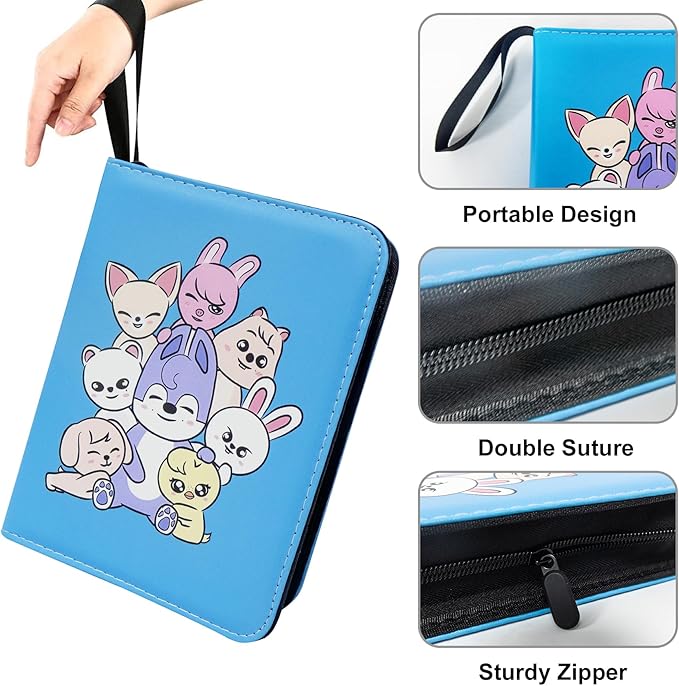 Kpop Photocard Binder for Stray Cards,4 Pocket with 50 Sleeves up to 400 Cards Cute Photo Album for Fans Boys and Girls