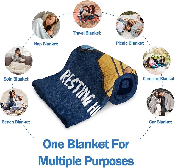 Funny Birthday Gift for Dad Husband, Dad is Not Sleeping Blanket | Dad Gifts from Daughter Son, Super Soft Throws Blanket for Couch and Napping, 60" x 50" (Blue)