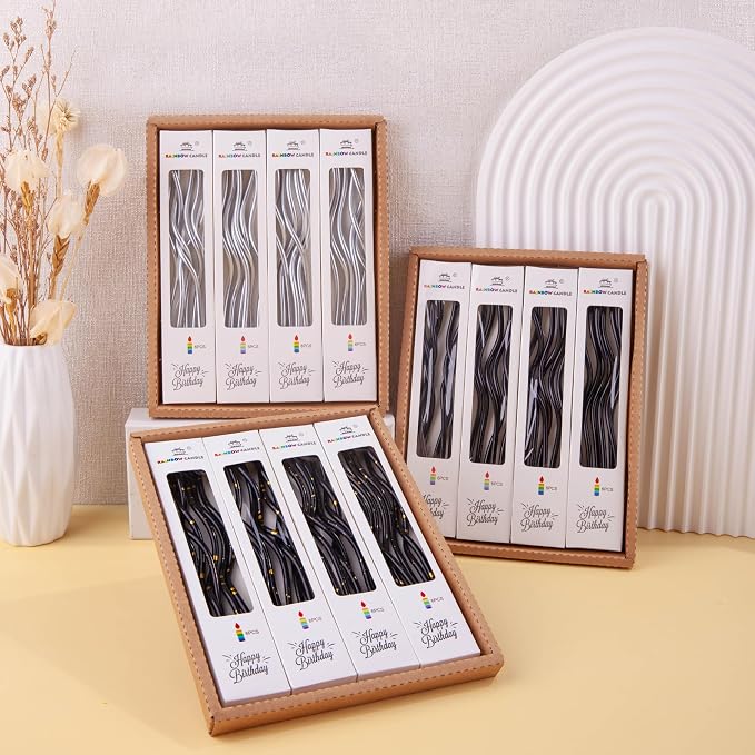 PHD CAKE 24-Count Black Spiral Long Thin Birthday Candles, Cake Candles, Birthday Parties, Wedding Decorations, Party Candles