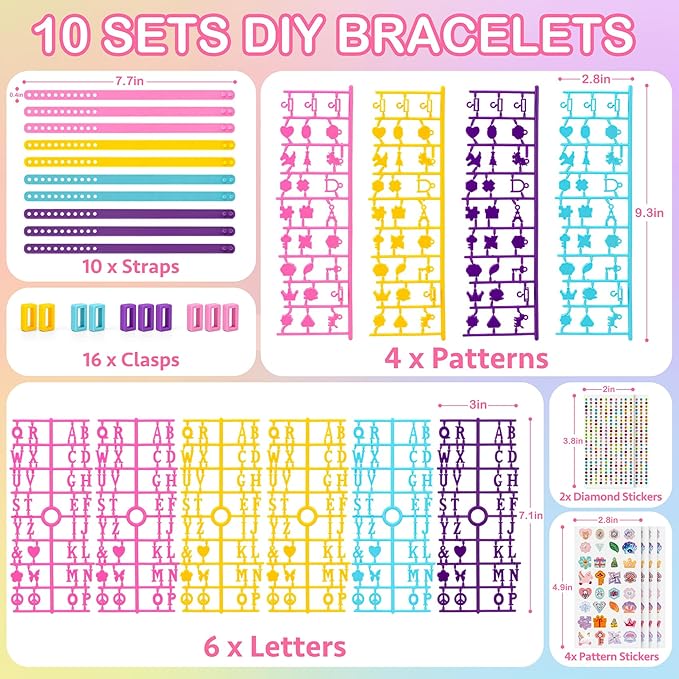 Bracelet Making Kit 10 Sets, Friendship Bracelet Kit with Letter Beads & Charms, DIY Arts and Crafts for Kids Ages 5 6 7 8-12 Year Old Girl Jewelry Making Toys Birthday Gifts