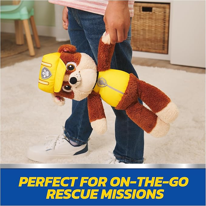 GUND PAW Patrol Official Rubble Take Along Buddy Plush Toy, Premium Stuffed Animal for Ages 1 & Up, Yellow/Brown, 13”