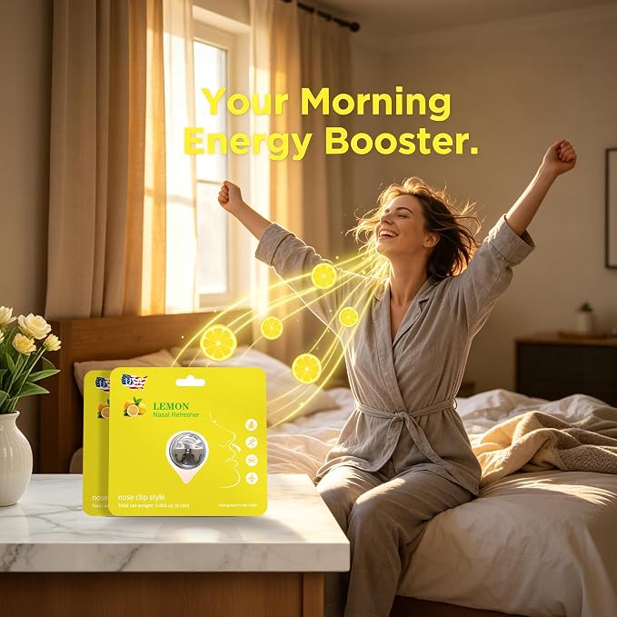 Lemon Aroma Clip for Nose Offers a Light and Bright Citrus Scent Experience, Designed for Daily Use During Morning Routines, Work, Commuting, or Other Everyday Activities (2 Pack)