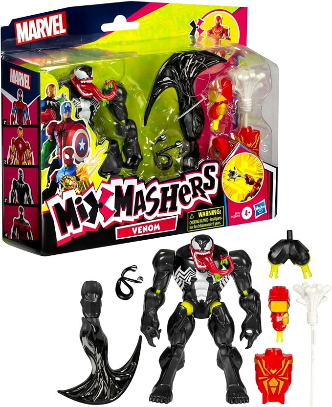 Spider-Man MixMashers Marvel Venom Custom Spider-Man Mix-and-Match Deluxe Action Figure & Accessories, 5-Inch-Scale (12 cm) Super Hero Toys for Kids Ages 4+