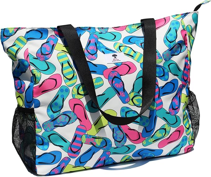 ESVAN LARGE BEACH BAG Water Resistant Lightweight 20 inch Women Oversize Tote Bag for Gym Beach Travel Pool Yoga Nurse