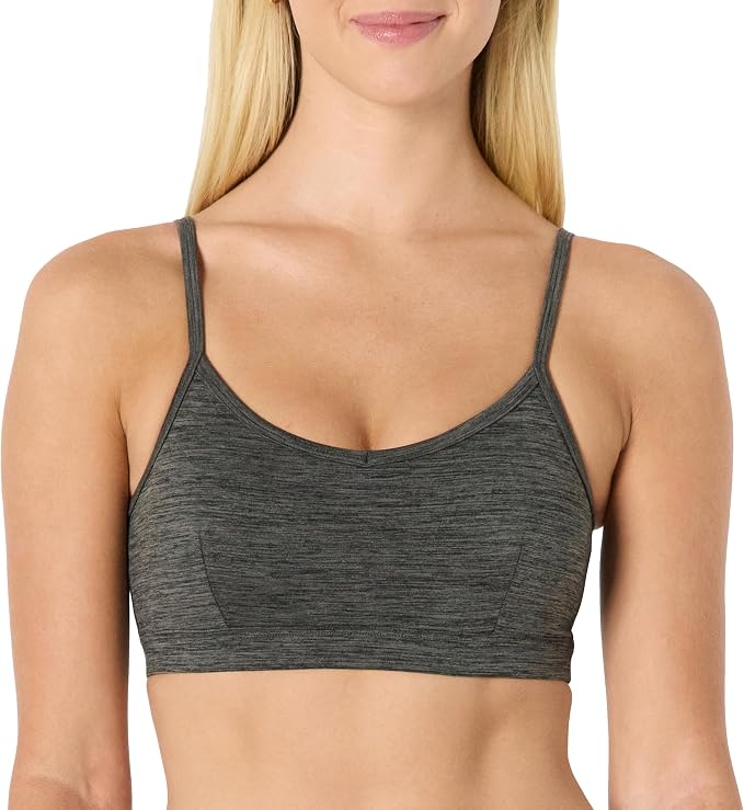 Amazon Essentials Women's Active FormFlex Buttery Soft Light Support Heathered Spaghetti Strap Yoga Sports Bra