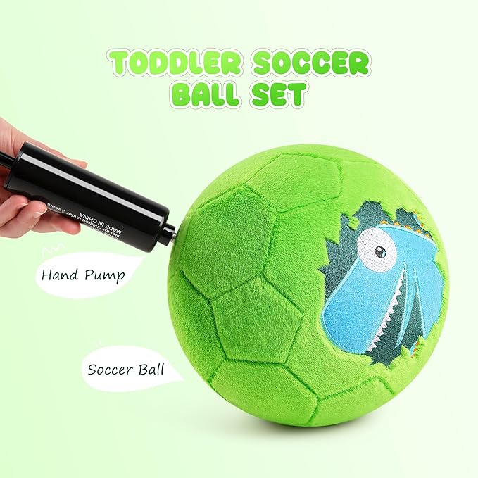 PlayZap Toddler Soccer Ball with Plush Cover, BPA Free - Size 3 Soccer Ball Soft Touch with Pump for Babies, Toddlers & Kids Ages 1-3 3-5 5-8 - Indoor Outdoor Toys Gift for Boys Girls' Birthday