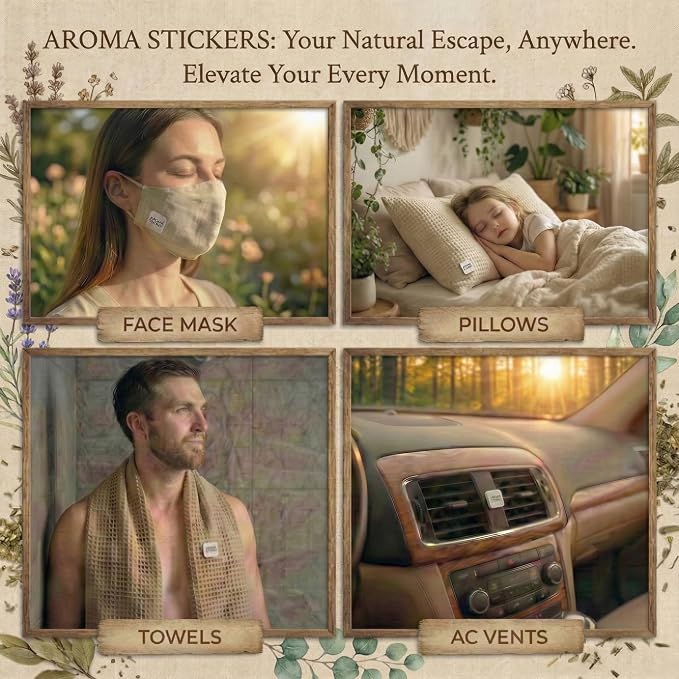 AROMA STICKERS® (Bergamot, Pack of 3) - 100% Natural Essential Oil Scented Mask Stickers for Face Mask & Pillow (12 Stickers/pc) -Pure Essential Oil Scented Mask Patch/Personal Aroma/Relaxing