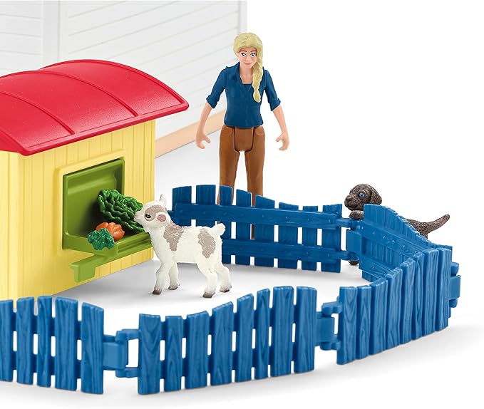 Schleich Farm World - 54PC Baby Animal Hotel Playset with Cute Pets, Caretaker and Movable Accessories - Realistic Animal Figurine Play Set - Fun Educational Toys for Kids and Toddlers Ages 3+| 42607